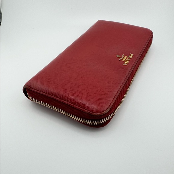 Prada Saffiano Leather Magenta Zip Around Long Wallet with Gold Hardware - Picture 11 of 12